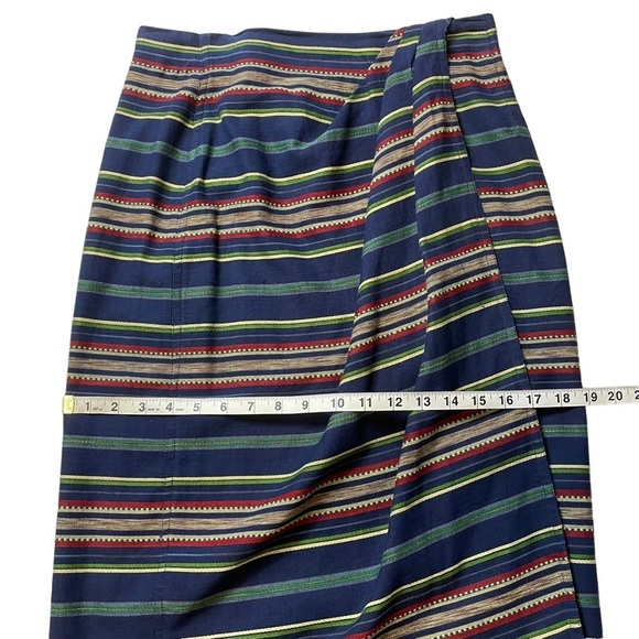 Liz Wear Vintage Striped Cotton Button Velcro Closure Wrap Around Skirt - Sz 10P - Picture 12 of 13